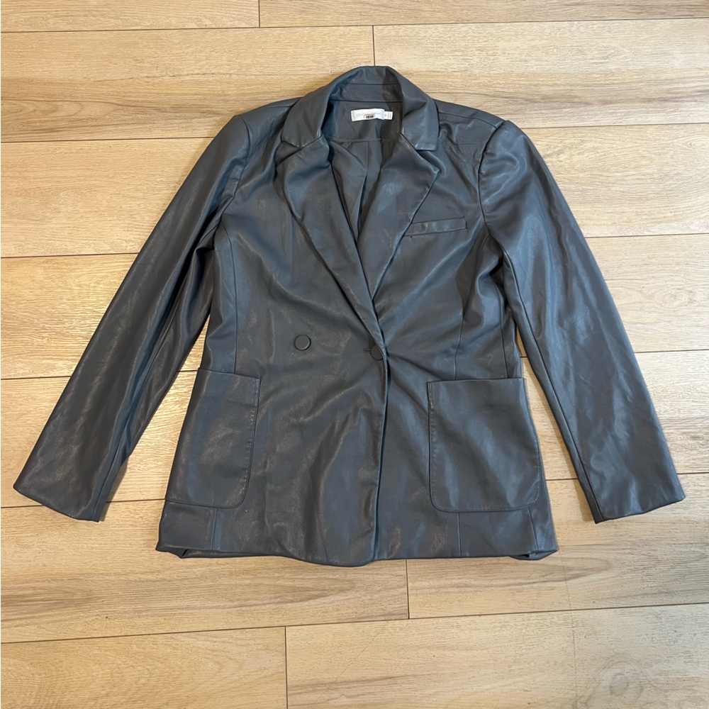 Jonathan Simkhai Gray Leather Jacket Women’s Size M – Stylish & Rare